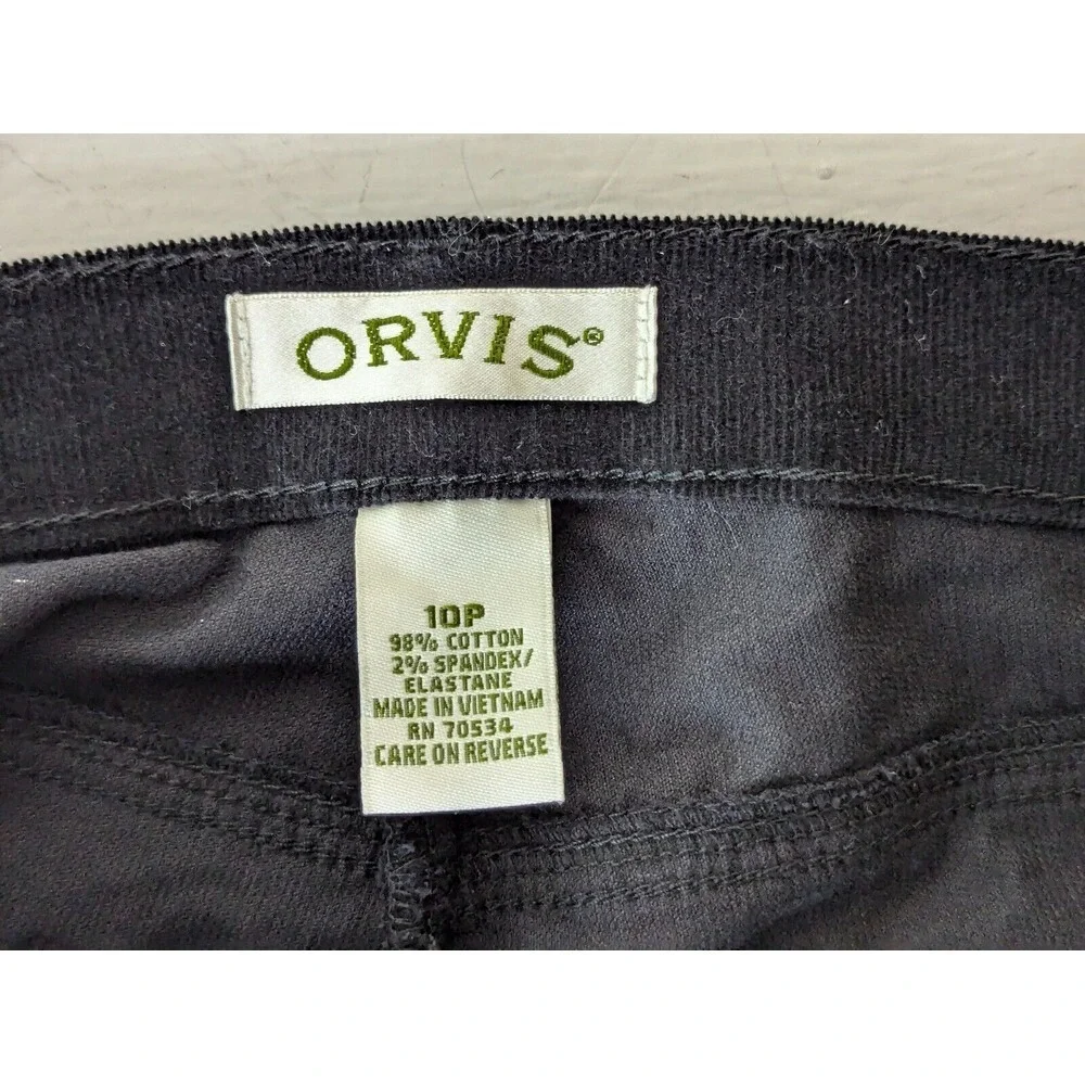 Orvis Chino Velvet Pants Women's 10P Black Straight Leg Stretch Classic‎ Travel